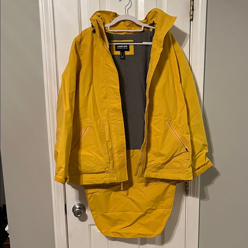 Lands End Yellow Hooded Raincoat